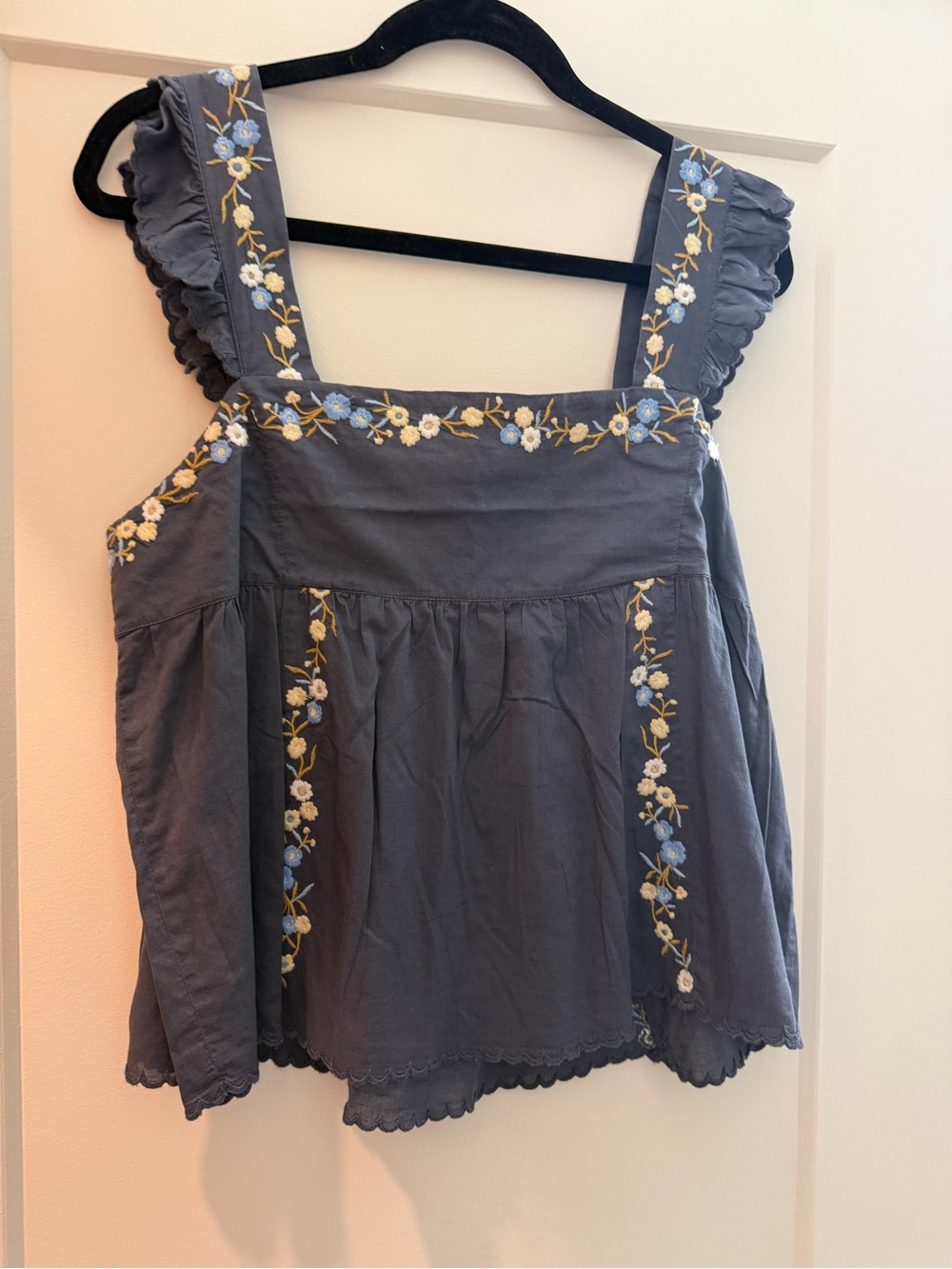 Unsubscribed Embroidered Blue Floral Sundress Top - Women